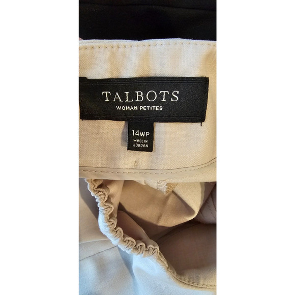 Talbots Heritage Tan Khaki Lightweight Unlined Wool Pants Womens 14WP‎ Petite - Picture 2 of 3